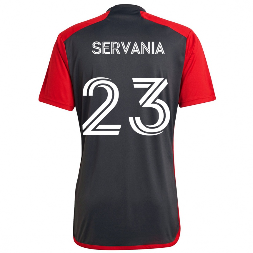 Gyermek Labdarúgás Brandon Servania #23 Szürke Vörös Hazai Jersey 2024/25 Mez Póló Ing