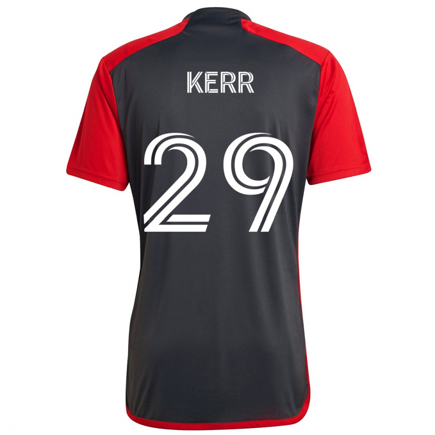 Gyermek Labdarúgás Deandre Kerr #29 Szürke Vörös Hazai Jersey 2024/25 Mez Póló Ing