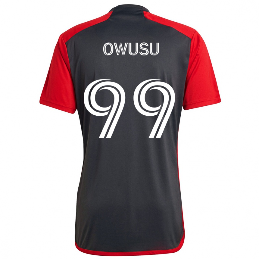 Gyermek Labdarúgás Prince Osei Owusu #99 Szürke Vörös Hazai Jersey 2024/25 Mez Póló Ing