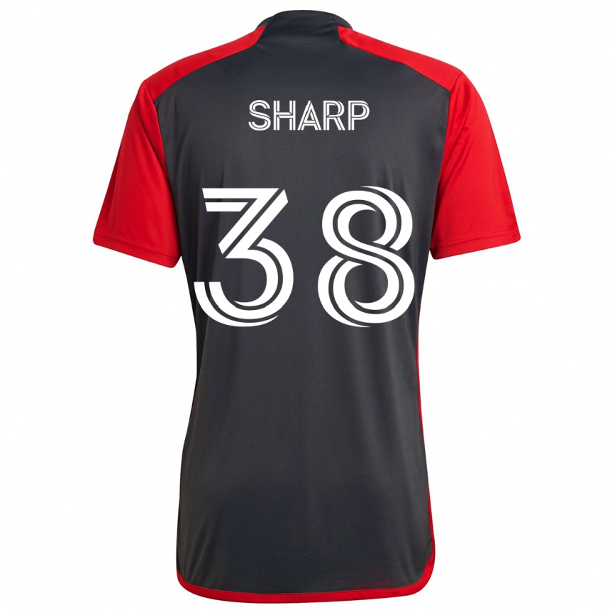 Gyermek Labdarúgás Charlie Sharp #38 Szürke Vörös Hazai Jersey 2024/25 Mez Póló Ing