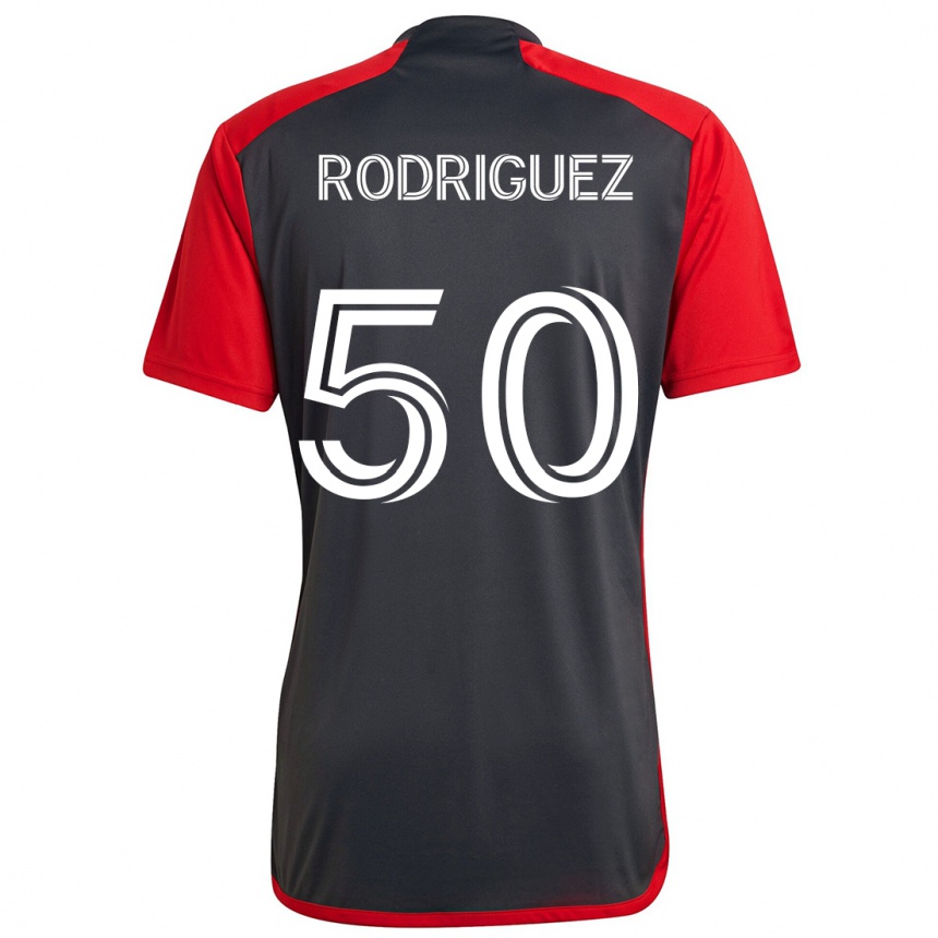 Gyermek Labdarúgás Abraham Rodriguez #50 Szürke Vörös Hazai Jersey 2024/25 Mez Póló Ing