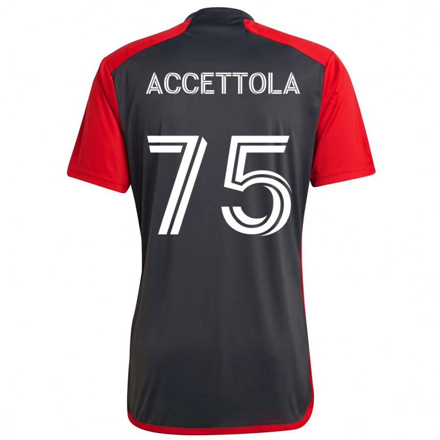 Gyermek Labdarúgás Luca Accettola #75 Szürke Vörös Hazai Jersey 2024/25 Mez Póló Ing