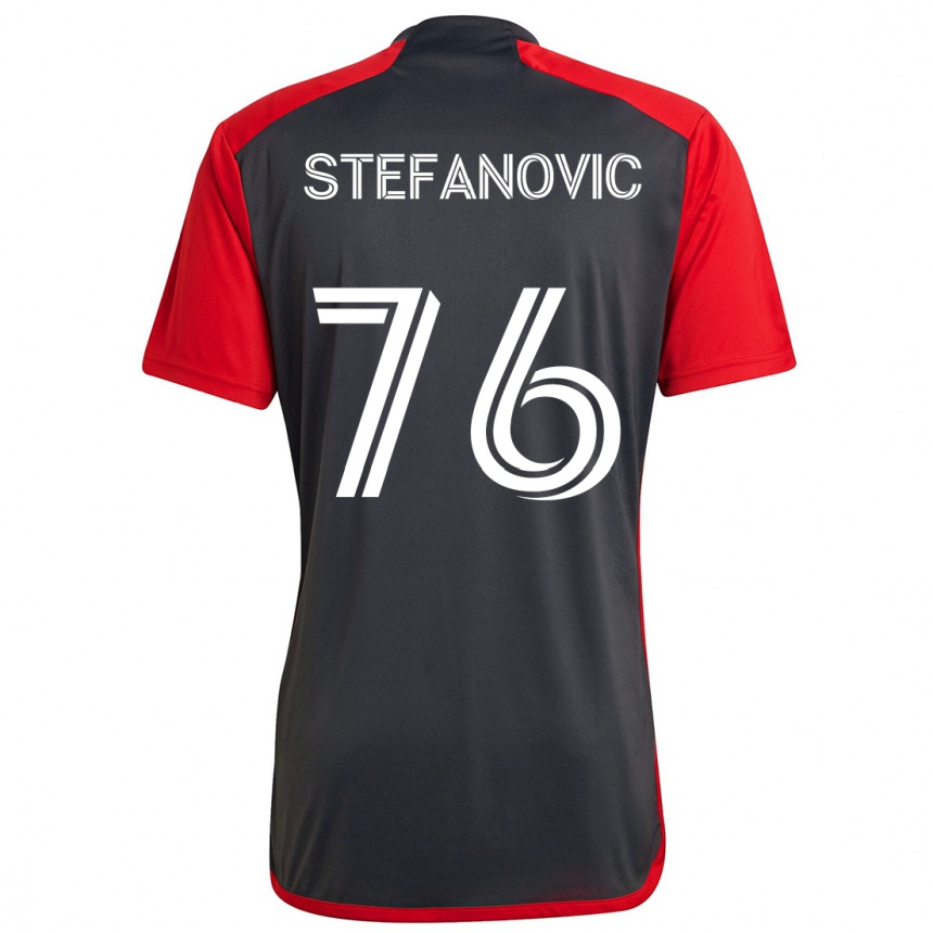 Gyermek Labdarúgás Lazar Stefanovic #76 Szürke Vörös Hazai Jersey 2024/25 Mez Póló Ing