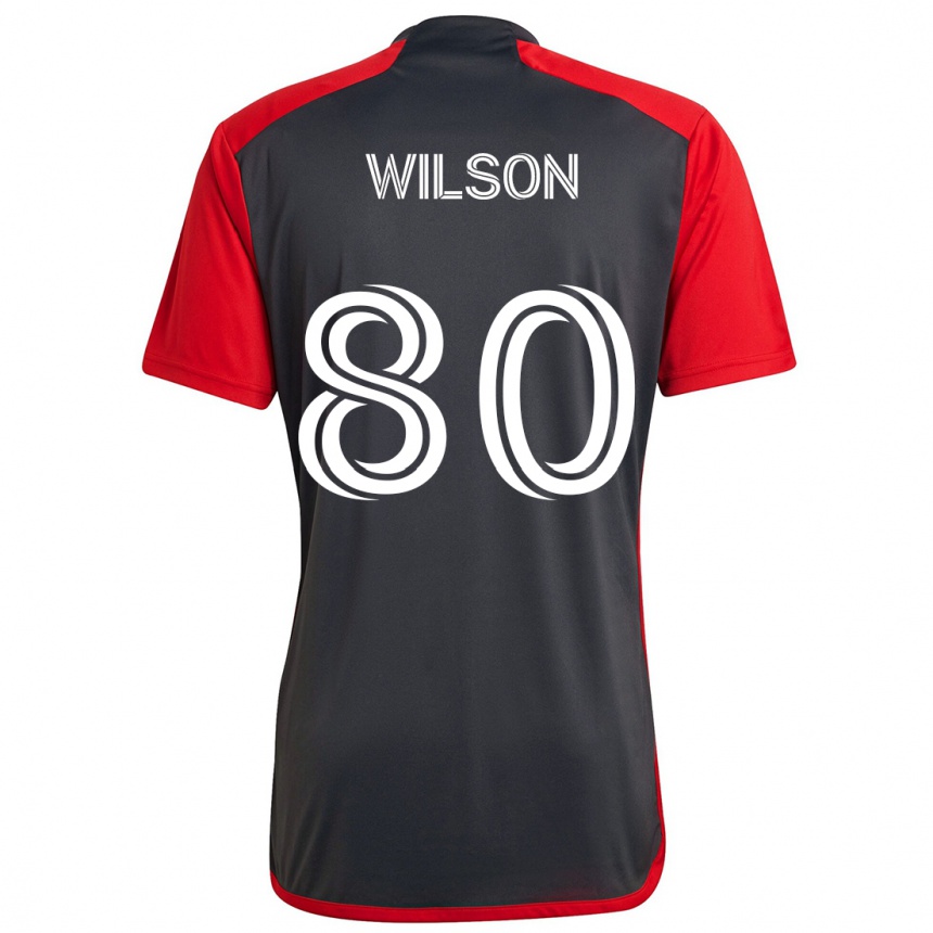 Gyermek Labdarúgás Shafique Wilson #80 Szürke Vörös Hazai Jersey 2024/25 Mez Póló Ing