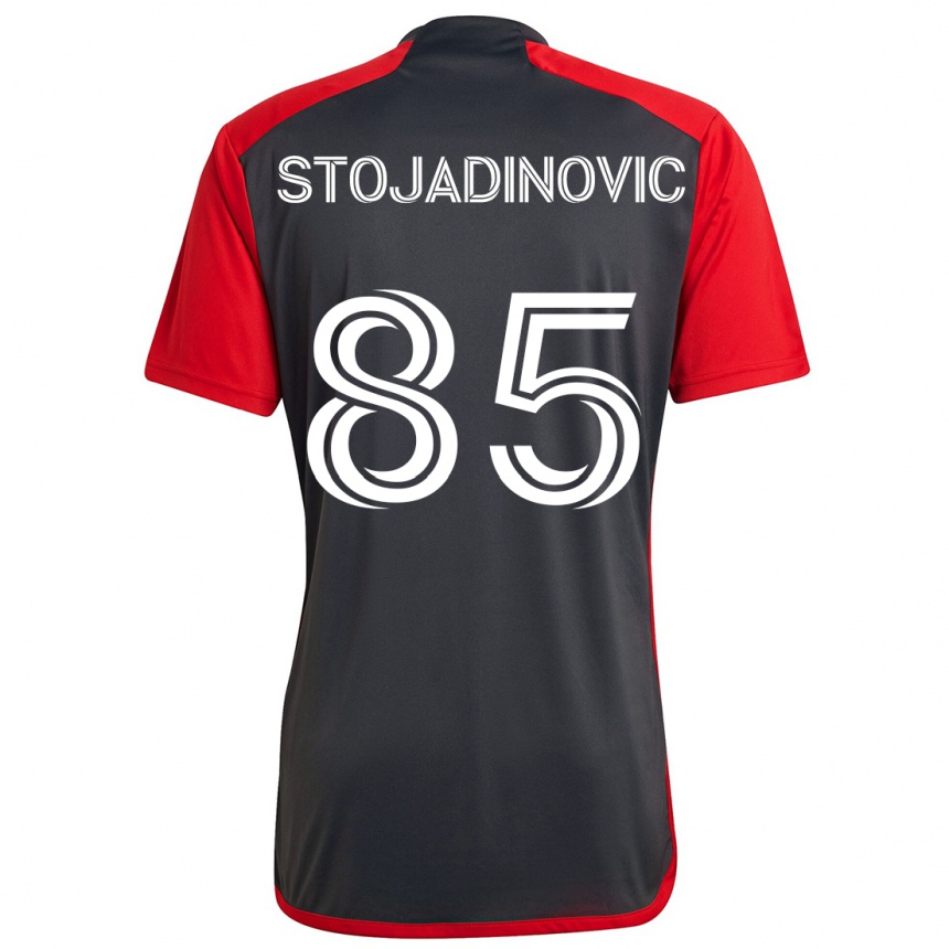 Gyermek Labdarúgás Marko Stojadinovic #85 Szürke Vörös Hazai Jersey 2024/25 Mez Póló Ing