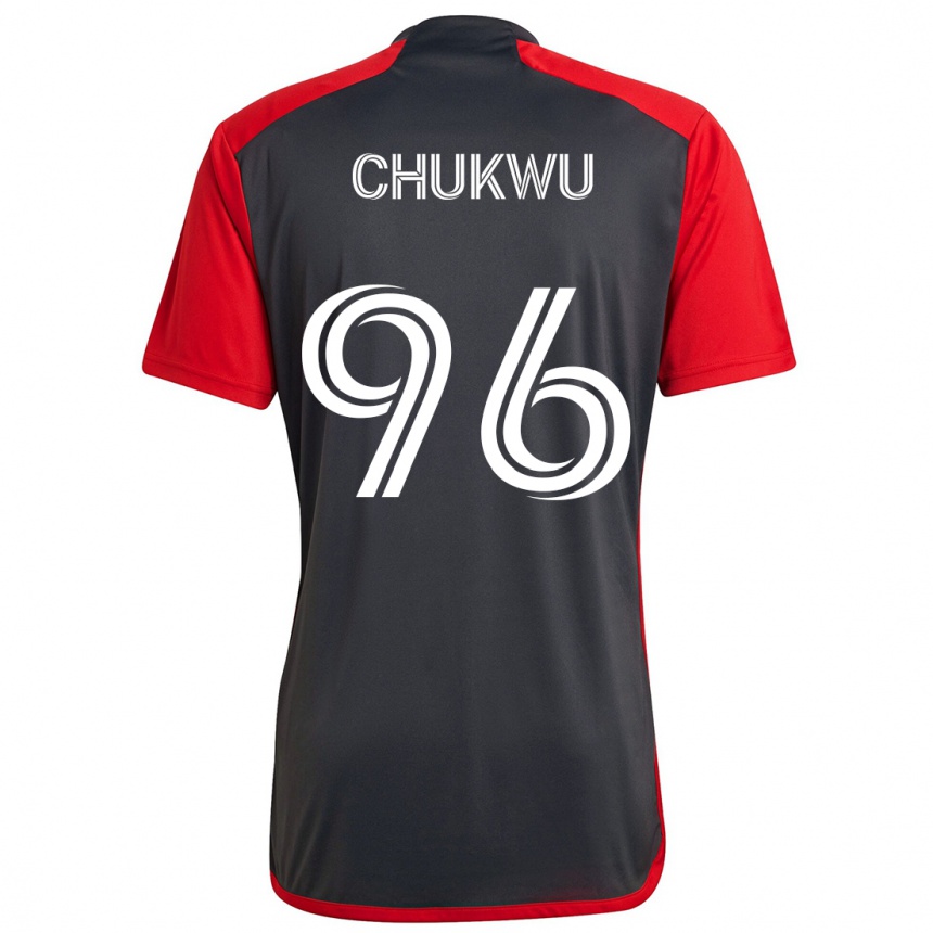 Gyermek Labdarúgás Richard Chukwu #96 Szürke Vörös Hazai Jersey 2024/25 Mez Póló Ing