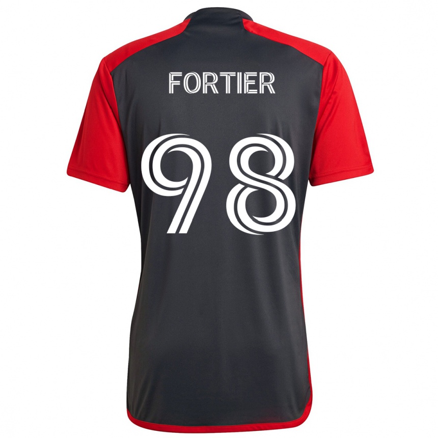 Gyermek Labdarúgás Kristjan Fortier #98 Szürke Vörös Hazai Jersey 2024/25 Mez Póló Ing