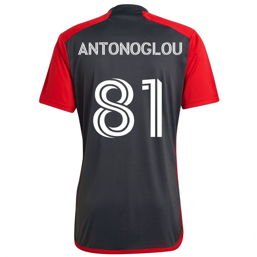 Gyermek Labdarúgás Themi Antonoglou #81 Szürke Vörös Hazai Jersey 2024/25 Mez Póló Ing