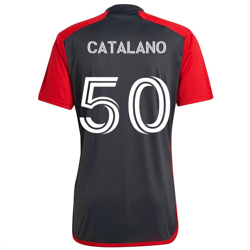 Gyermek Labdarúgás Gianluca Catalano #50 Szürke Vörös Hazai Jersey 2024/25 Mez Póló Ing