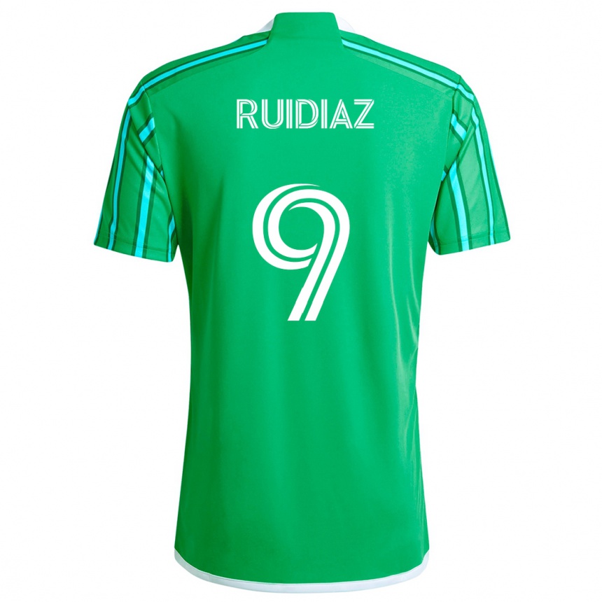 Gyermek Labdarúgás Raúl Ruidíaz #9 Zöld Fehér Hazai Jersey 2024/25 Mez Póló Ing