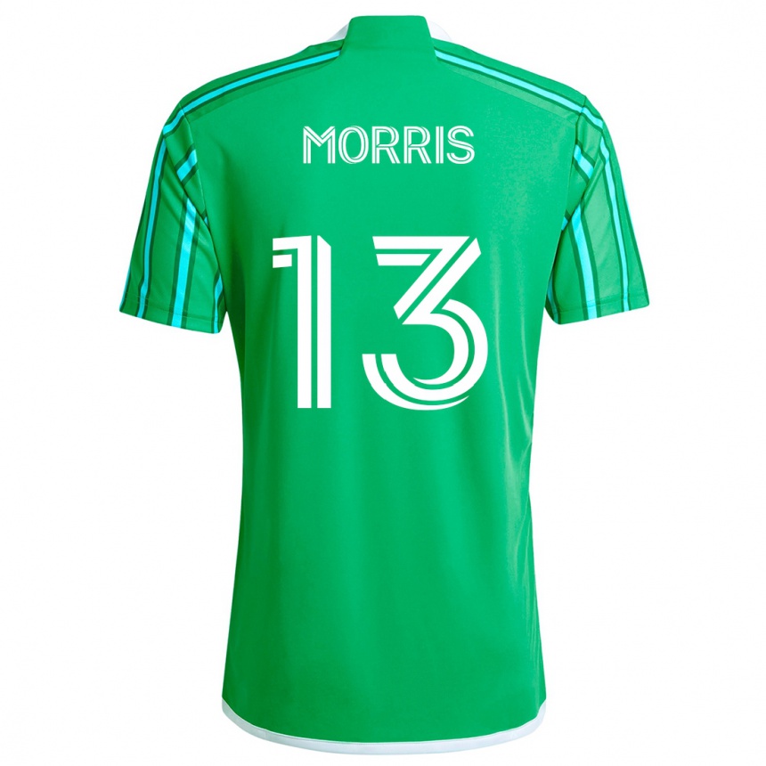 Gyermek Labdarúgás Jordan Morris #13 Zöld Fehér Hazai Jersey 2024/25 Mez Póló Ing