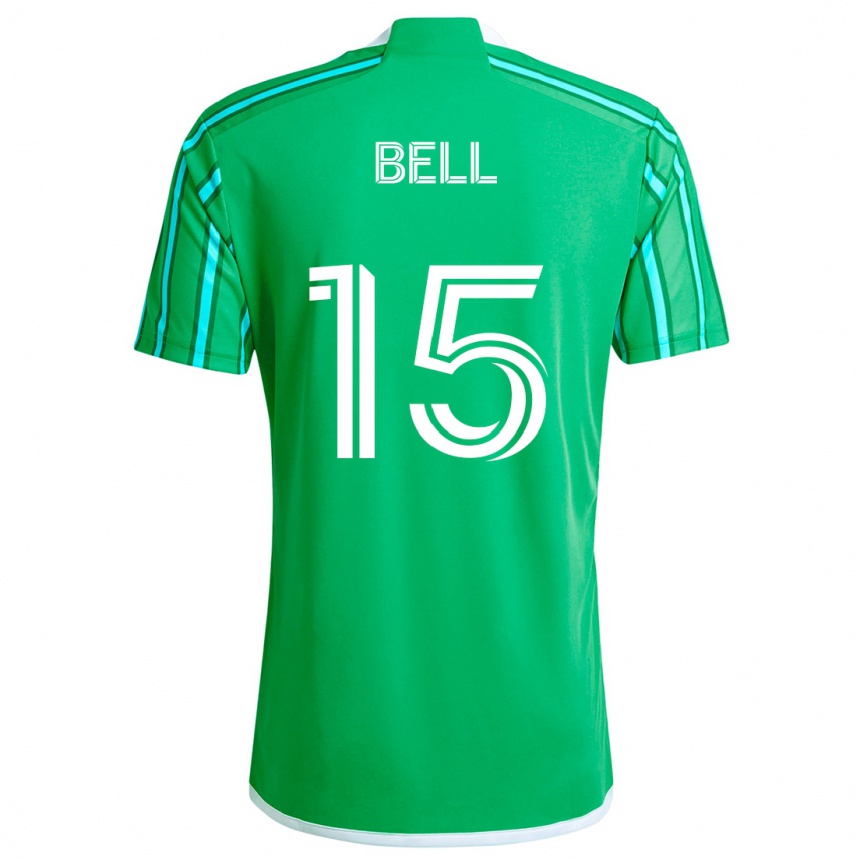 Gyermek Labdarúgás Jon Bell #15 Zöld Fehér Hazai Jersey 2024/25 Mez Póló Ing