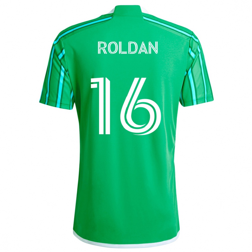 Gyermek Labdarúgás Álex Roldán #16 Zöld Fehér Hazai Jersey 2024/25 Mez Póló Ing