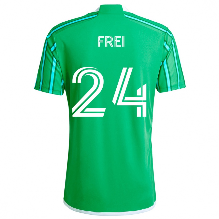 Gyermek Labdarúgás Stefan Frei #24 Zöld Fehér Hazai Jersey 2024/25 Mez Póló Ing