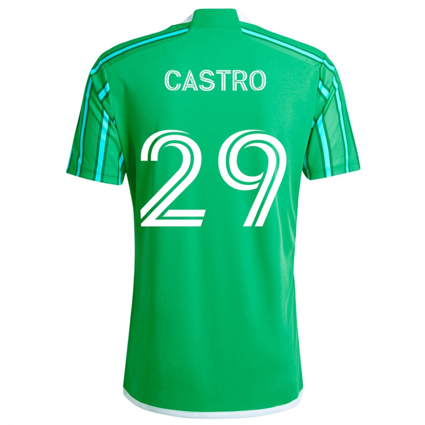 Gyermek Labdarúgás Jacob Castro #29 Zöld Fehér Hazai Jersey 2024/25 Mez Póló Ing