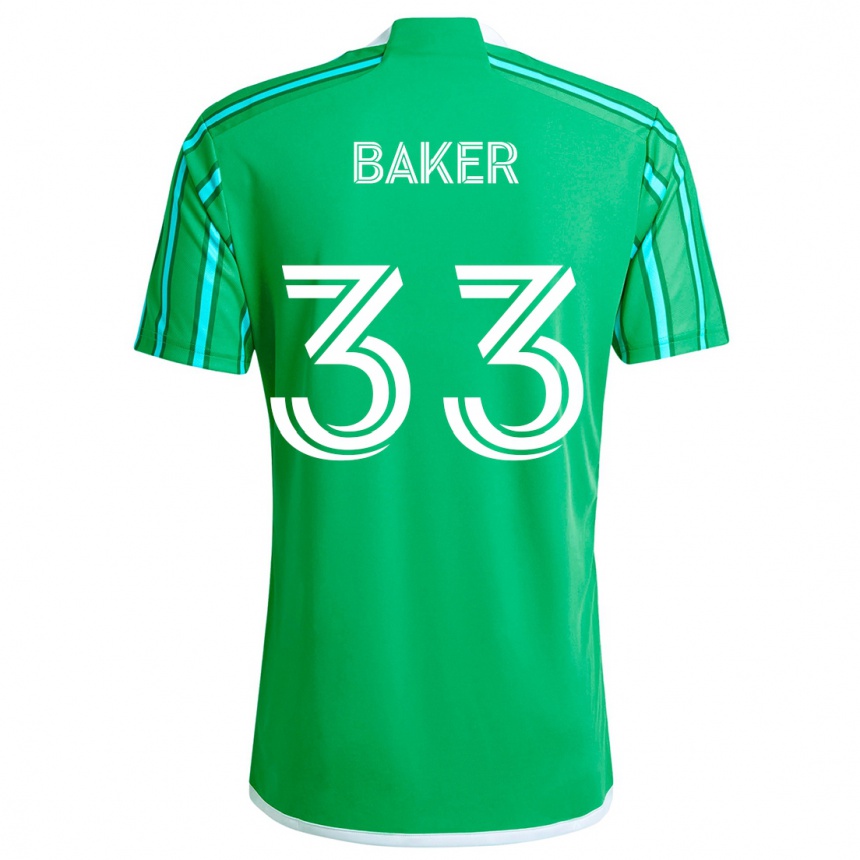 Gyermek Labdarúgás Cody Baker #33 Zöld Fehér Hazai Jersey 2024/25 Mez Póló Ing