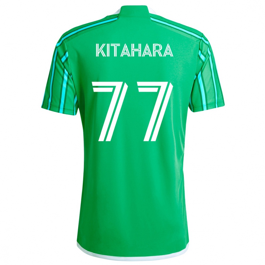 Gyermek Labdarúgás Sota Kitahara #77 Zöld Fehér Hazai Jersey 2024/25 Mez Póló Ing