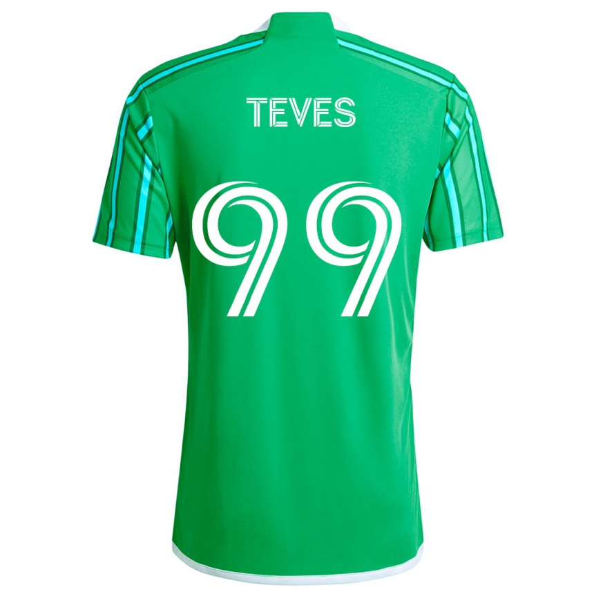 Gyermek Labdarúgás Dylan Teves #99 Zöld Fehér Hazai Jersey 2024/25 Mez Póló Ing