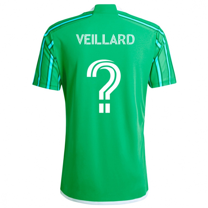 Gyermek Labdarúgás Etienne Veillard #0 Zöld Fehér Hazai Jersey 2024/25 Mez Póló Ing