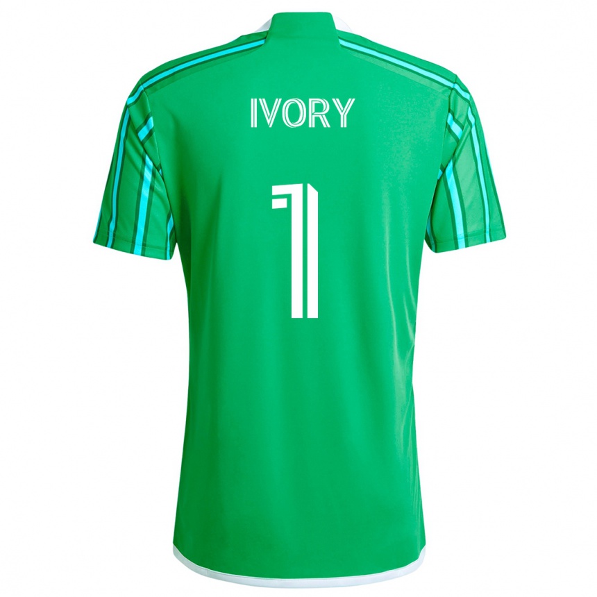 Gyermek Labdarúgás Laurel Ivory #1 Zöld Fehér Hazai Jersey 2024/25 Mez Póló Ing