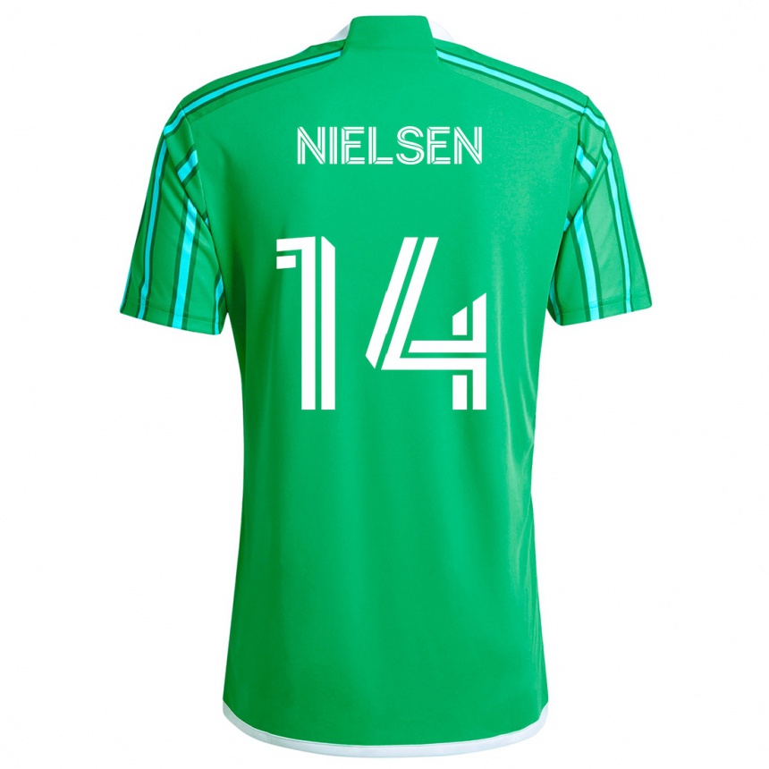 Gyermek Labdarúgás Taylor Nielsen #14 Zöld Fehér Hazai Jersey 2024/25 Mez Póló Ing