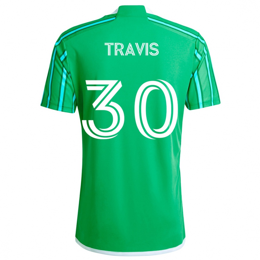 Gyermek Labdarúgás Riley Travis #30 Zöld Fehér Hazai Jersey 2024/25 Mez Póló Ing