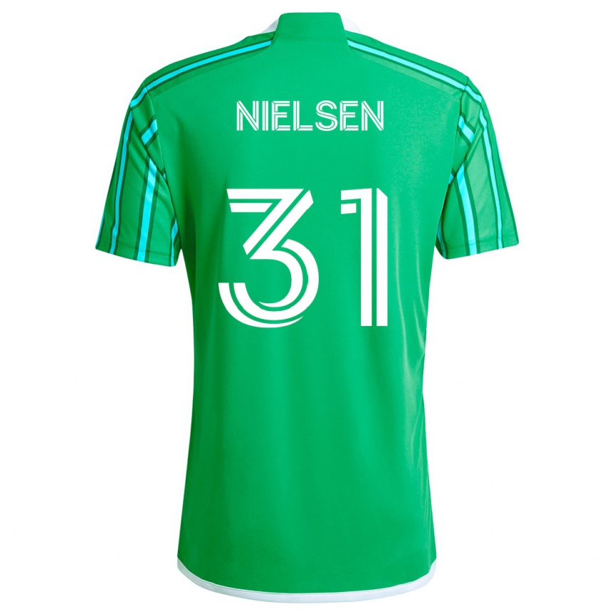 Gyermek Labdarúgás Madeline Nielsen #31 Zöld Fehér Hazai Jersey 2024/25 Mez Póló Ing