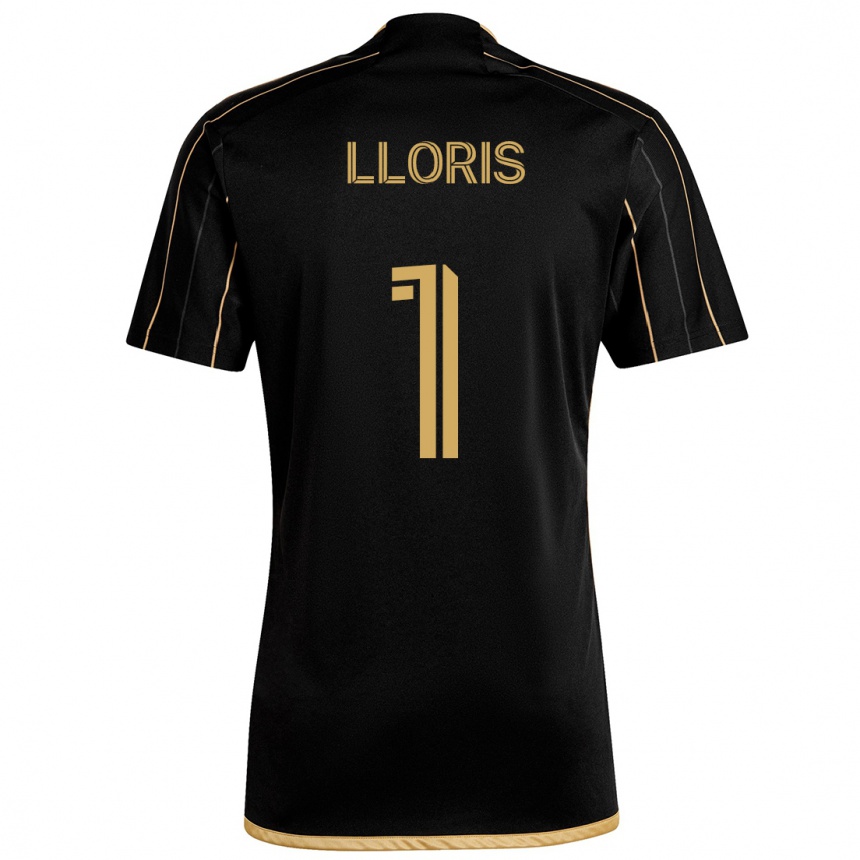 Gyermek Labdarúgás Hugo Lloris #1 Fekete Arany Hazai Jersey 2024/25 Mez Póló Ing