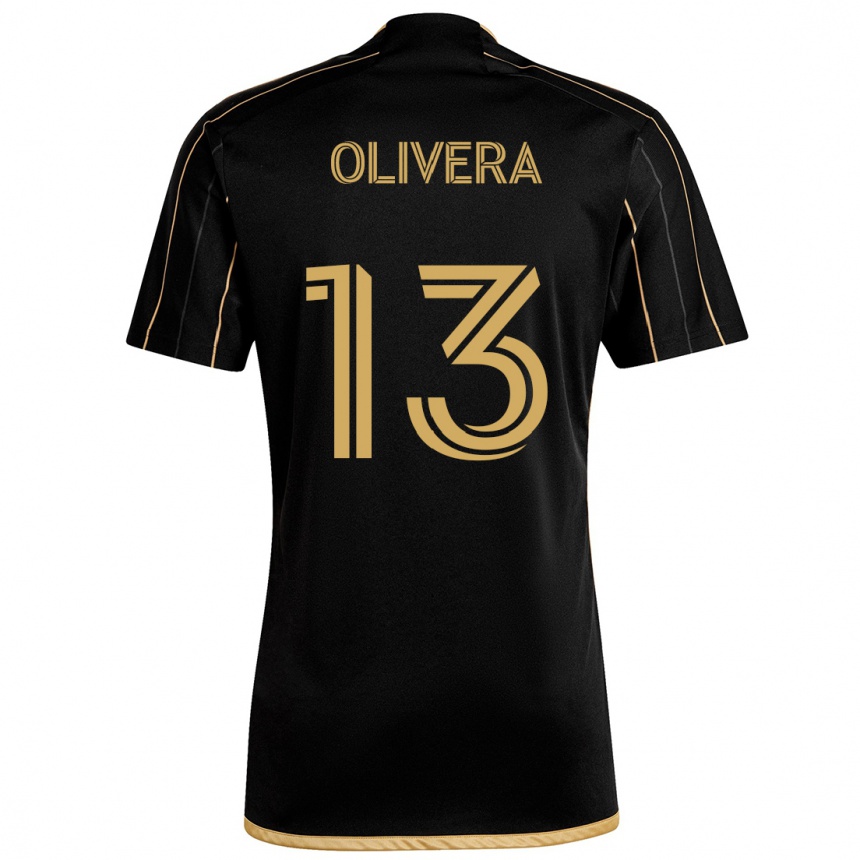 Gyermek Labdarúgás Cristian Olivera #13 Fekete Arany Hazai Jersey 2024/25 Mez Póló Ing