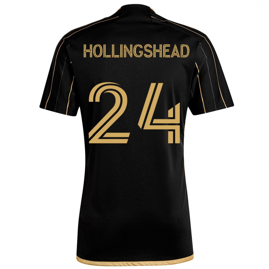 Gyermek Labdarúgás Ryan Hollingshead #24 Fekete Arany Hazai Jersey 2024/25 Mez Póló Ing