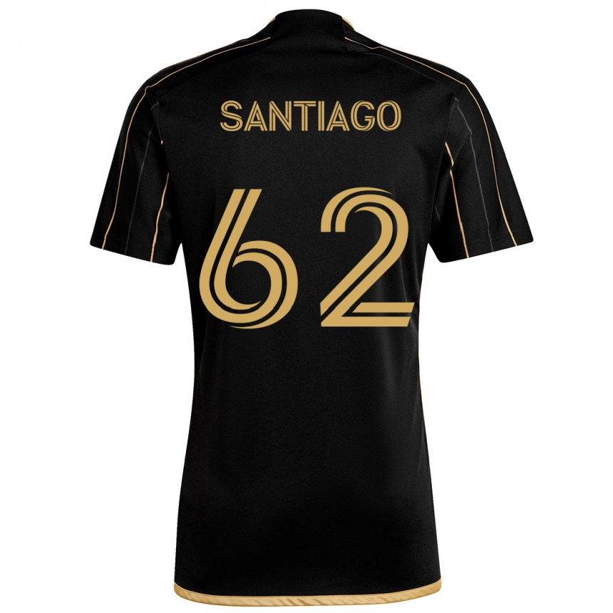 Gyermek Labdarúgás Joshua Santiago #62 Fekete Arany Hazai Jersey 2024/25 Mez Póló Ing