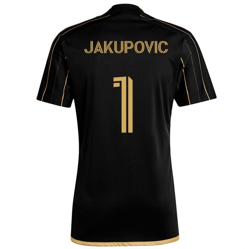 Gyermek Labdarúgás Eldin Jakupović #1 Fekete Arany Hazai Jersey 2024/25 Mez Póló Ing