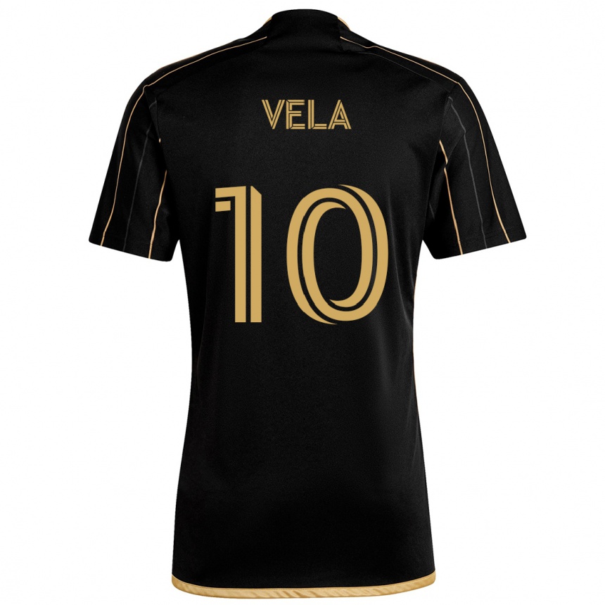 Gyermek Labdarúgás Carlos Vela #10 Fekete Arany Hazai Jersey 2024/25 Mez Póló Ing