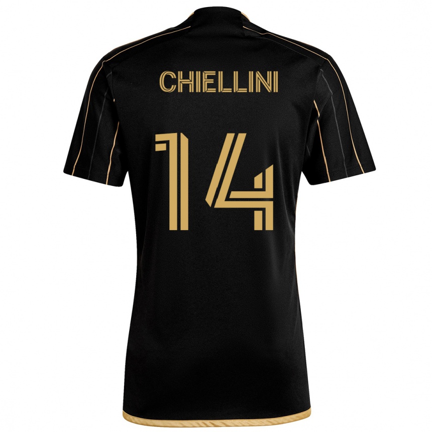 Gyermek Labdarúgás Giorgio Chiellini #14 Fekete Arany Hazai Jersey 2024/25 Mez Póló Ing