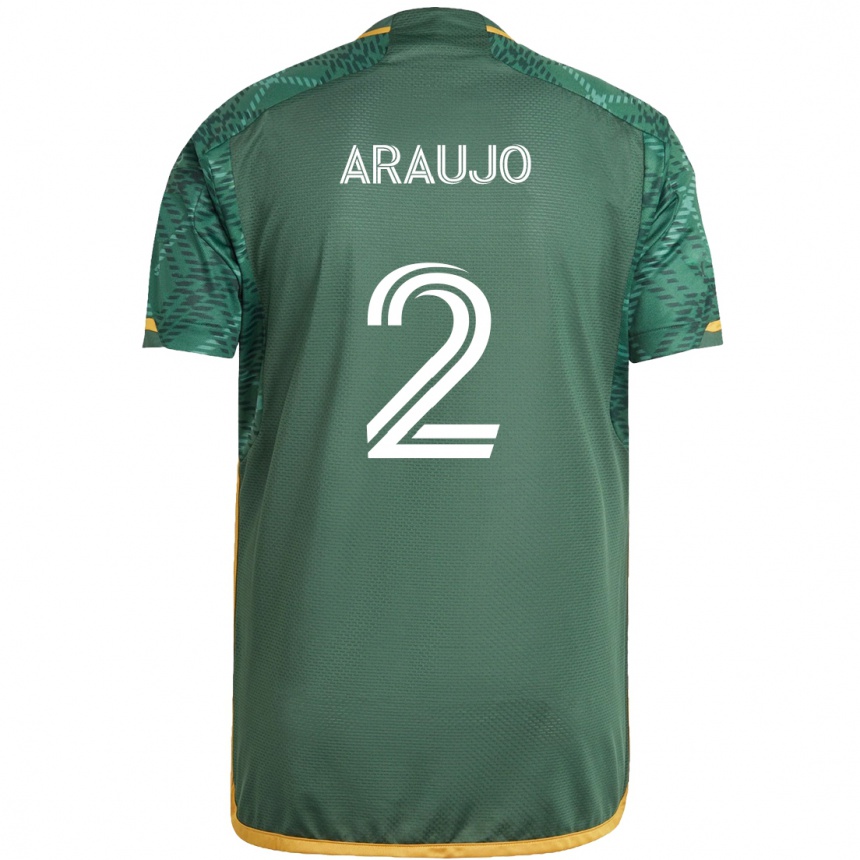 Gyermek Labdarúgás Miguel Araujo #2 Zöld Narancs Hazai Jersey 2024/25 Mez Póló Ing