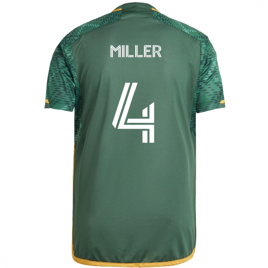 Gyermek Labdarúgás Kamal Miller #4 Zöld Narancs Hazai Jersey 2024/25 Mez Póló Ing