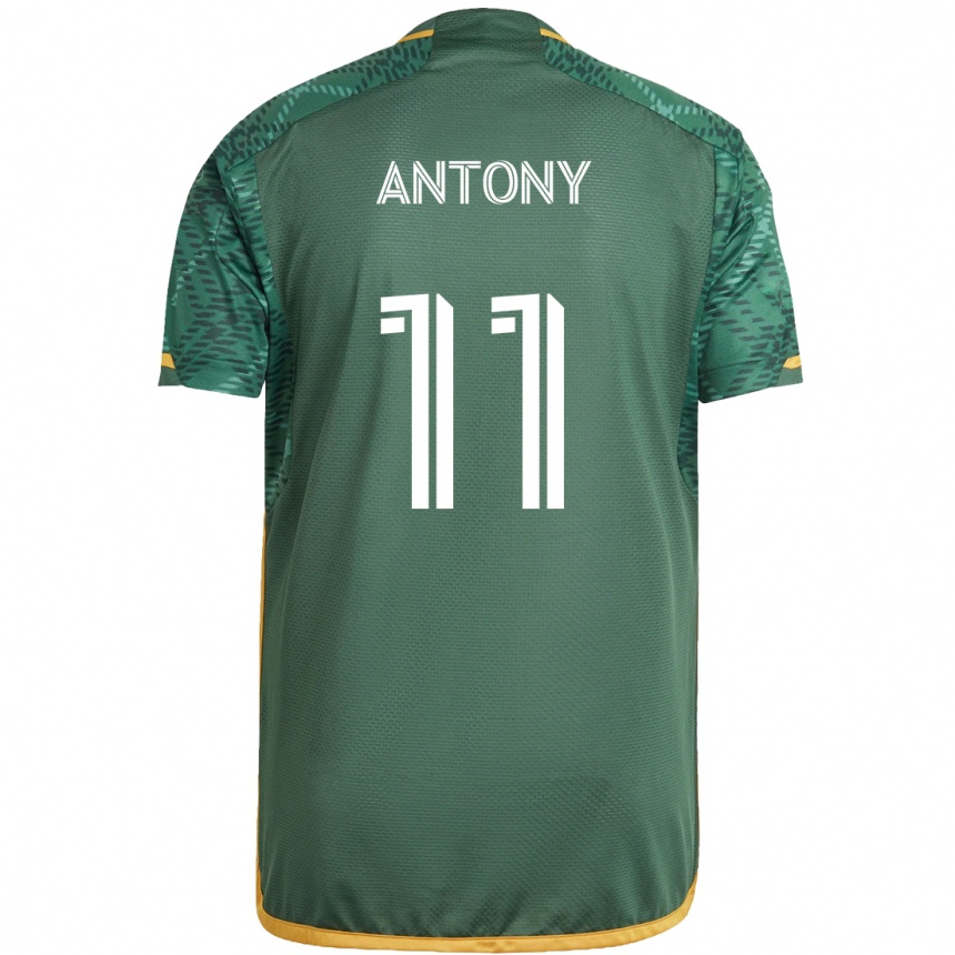 Gyermek Labdarúgás Antony #11 Zöld Narancs Hazai Jersey 2024/25 Mez Póló Ing