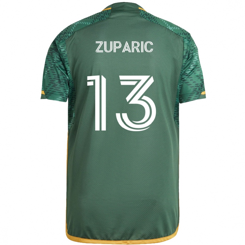 Gyermek Labdarúgás Dario Zuparic #13 Zöld Narancs Hazai Jersey 2024/25 Mez Póló Ing