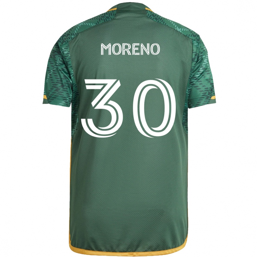 Gyermek Labdarúgás Santiago Moreno #30 Zöld Narancs Hazai Jersey 2024/25 Mez Póló Ing