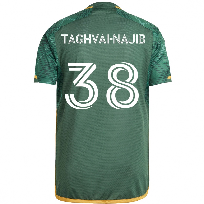 Gyermek Labdarúgás Braxton Taghvai-Najib #38 Zöld Narancs Hazai Jersey 2024/25 Mez Póló Ing