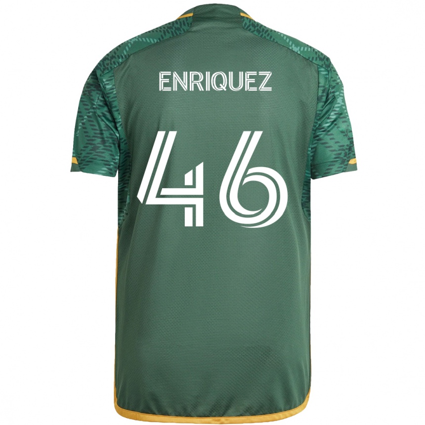 Gyermek Labdarúgás Victor Enriquez #46 Zöld Narancs Hazai Jersey 2024/25 Mez Póló Ing