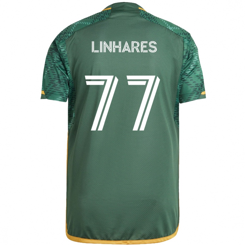 Gyermek Labdarúgás Kyle Linhares #77 Zöld Narancs Hazai Jersey 2024/25 Mez Póló Ing