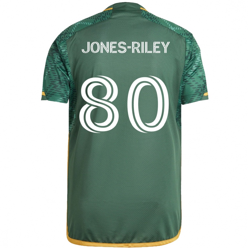 Gyermek Labdarúgás Jaden Jones-Riley #80 Zöld Narancs Hazai Jersey 2024/25 Mez Póló Ing