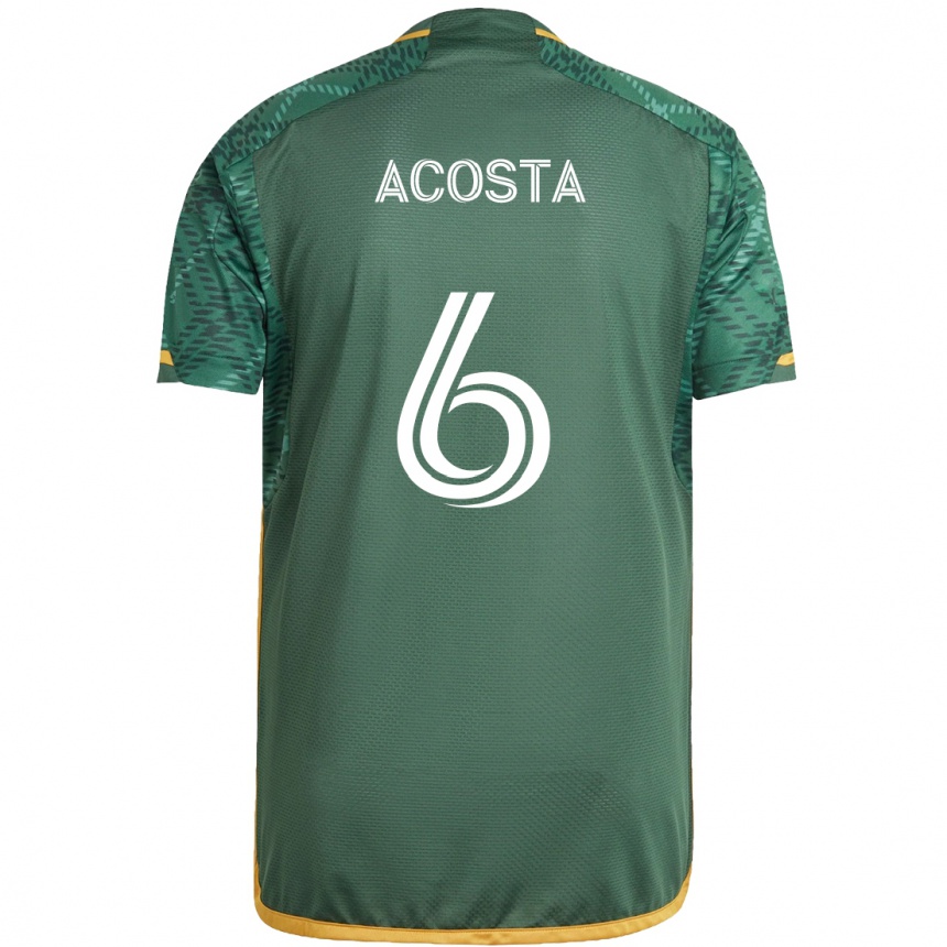 Gyermek Labdarúgás Bryan Acosta #6 Zöld Narancs Hazai Jersey 2024/25 Mez Póló Ing