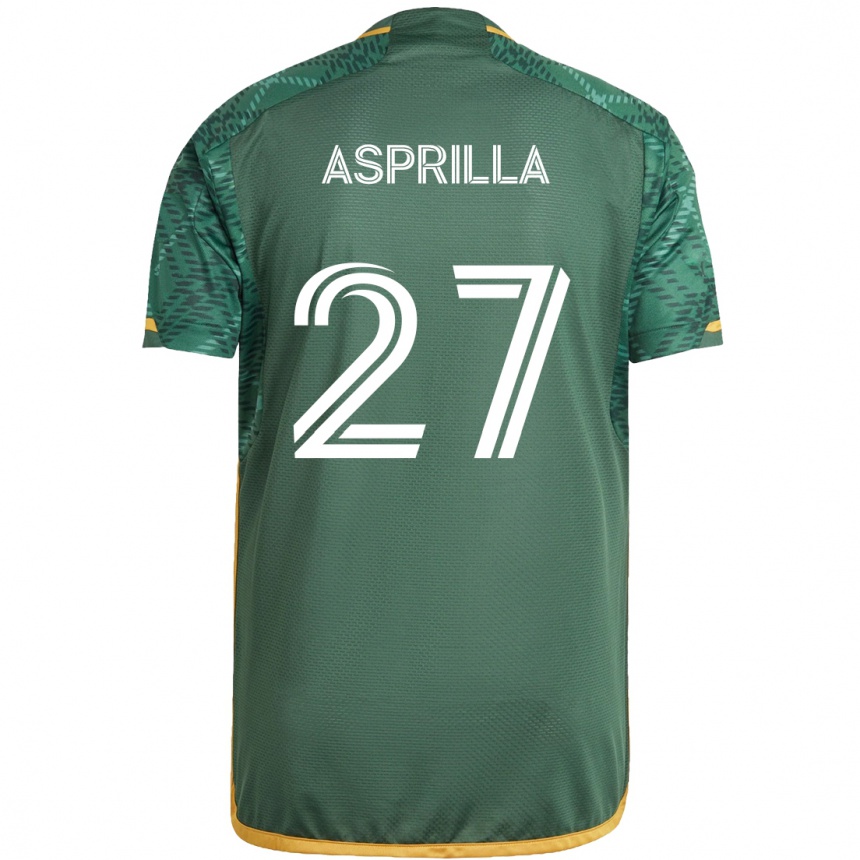 Gyermek Labdarúgás Dairon Asprilla #27 Zöld Narancs Hazai Jersey 2024/25 Mez Póló Ing