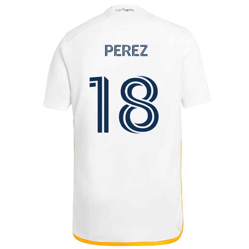 Gyermek Labdarúgás Jonathan Pérez #18 Fehér Sárga Hazai Jersey 2024/25 Mez Póló Ing