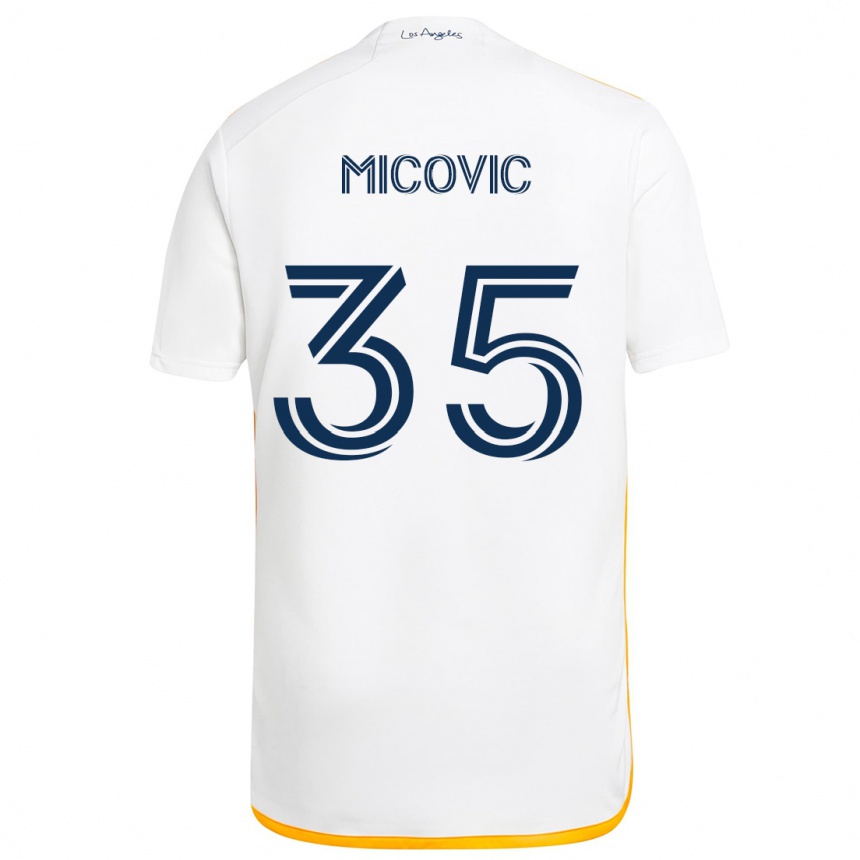 Gyermek Labdarúgás Novak Micovic #35 Fehér Sárga Hazai Jersey 2024/25 Mez Póló Ing