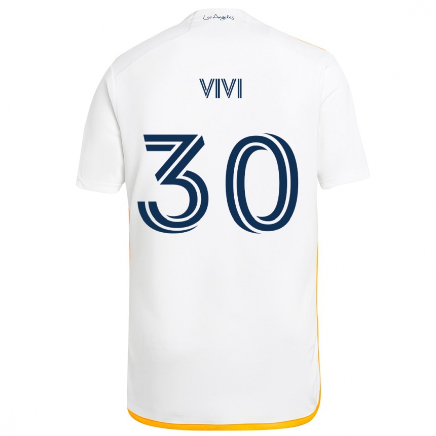 Gyermek Labdarúgás Gino Vivi #30 Fehér Sárga Hazai Jersey 2024/25 Mez Póló Ing