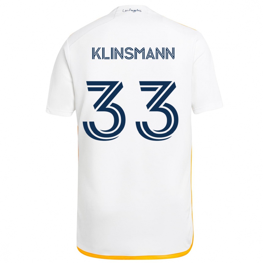 Gyermek Labdarúgás Jonathan Klinsmann #33 Fehér Sárga Hazai Jersey 2024/25 Mez Póló Ing