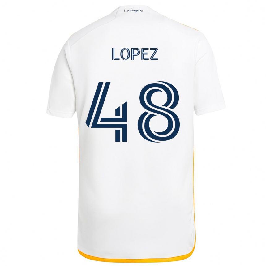 Gyermek Labdarúgás Diego López #48 Fehér Sárga Hazai Jersey 2024/25 Mez Póló Ing